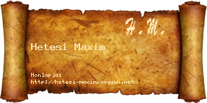 Hetesi Maxim névjegykártya